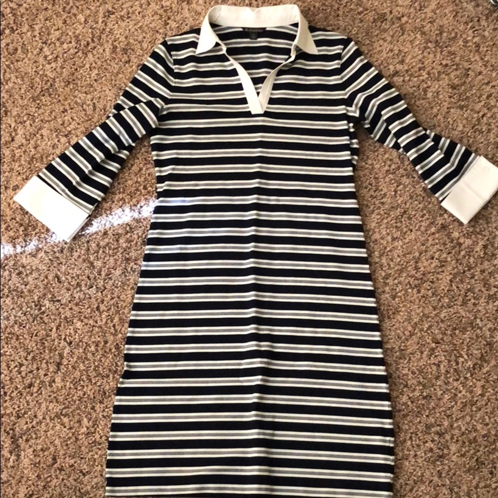 Dark navy and white striped Brooks Brothers dress